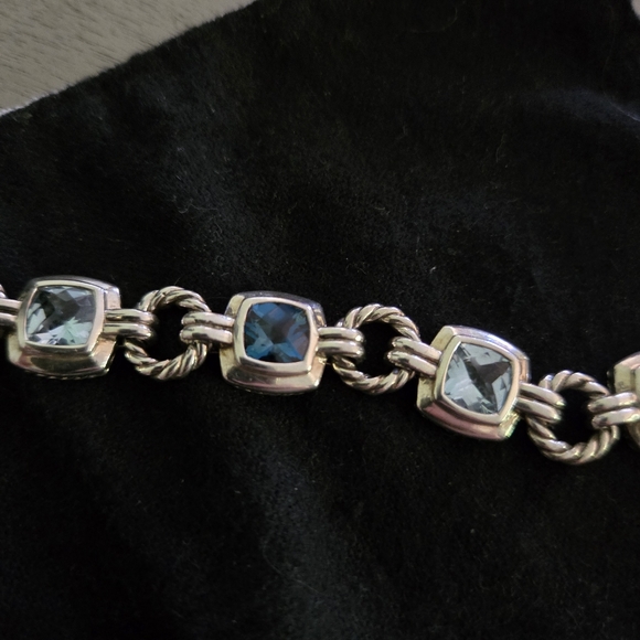David Yurman Silver Blue Topaz Bracelet Renaissance Collection - Picture 4 of 5